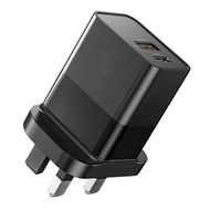 PD 20W 快速充電適配器 USB+Type-C 雙口壁式充電器  PD 20W Fast Charging Adapter USB+Type-C Dual Port Wall Charger