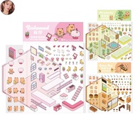 EEM 3D House Stickers 3D Cartoon House Stickers Cute Sticker Scenes Children Scene Sticker Set for N