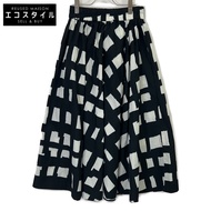 Doclasse 海軍藍記憶塔夫綢格紋喇叭裙，13 碼 [二手]