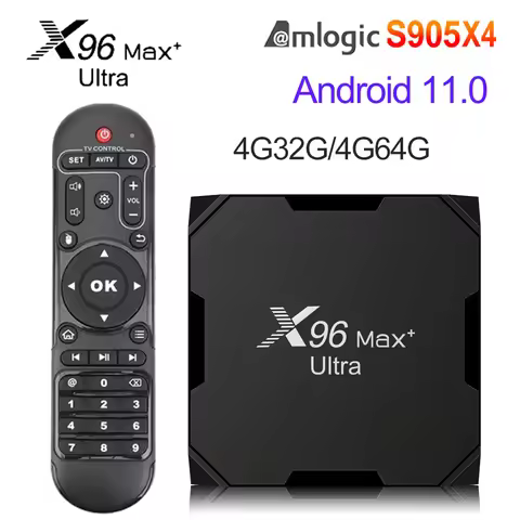 New X96 Max Plus Ultra Amlogic S905X4 Android11 Smart TV Box 4G 32G/64G Dual WIFI USB3.0 8K HD 2.4G&