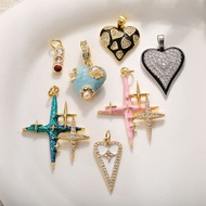 Oil Drip Star Heart Shape Pendant | Zircon Heart Charm DIY 3D Color Retention Wholesale