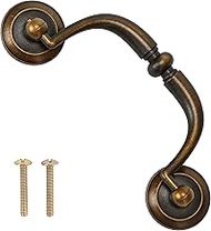KH866 Vintage Brass Drawer Pull Handle 3.25" – Retro Bail Style Cabinet Handle, Drop Dresser Hardwar