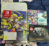 Switch OLED Splatoon特別版 港版 Splatoon版Switch oled加兩隻game, 手制ProX Legend7 Mario Kart 薩爾達傳說王國 之淚(版本1.0.0