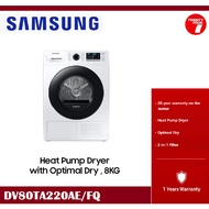 [ Delivered by Seller ] SAMSUNG 8KG DV80TA220AE Heat Pump Dryer / Clothes Dryer with Optimal Dry DV8