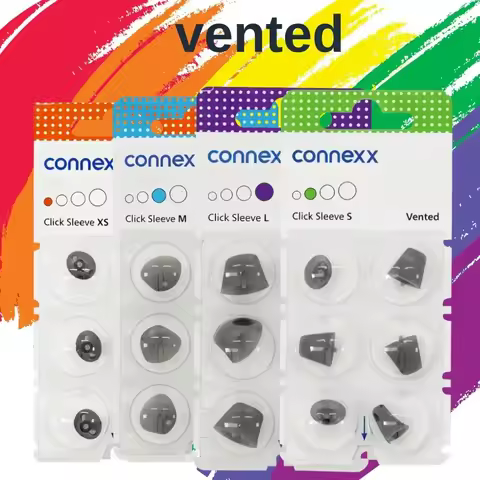 Connexx click sleeve vented eartips Signia Rexton Vibe Hearing aid vented dome for open fit and CIC 