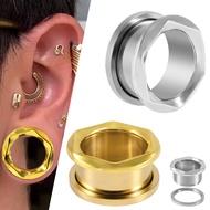 1 Pair Stainless Steel Piercing Jewelry Ear Gauges Tunnel Expander Stretcher Plug Earrings