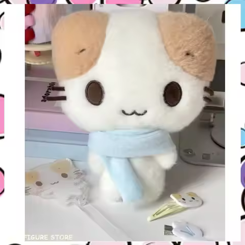 Masyumaro Fluffy Fuwa Nyanko Cat Plush Keychain Charm Keychain Kawaii Anime Women Bag Keychains Masc