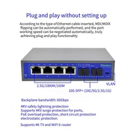 10G SFP+ fiber Switch 2.5Gbps Ethernet 4 LAN Ports 2500Mbps Network 2 Port 10G SFP+ Slot Plug and Pl