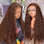 Tóc giả ren phía trước màu nâu'sẫm'sô cô la 4# 13x6, tóc giả ren phía trước bằng tóc thật, tóc giả x