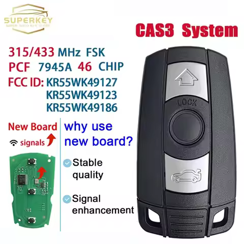 SUPERKE YKR55WK49127 KR55WK49123 KR55WK49186 PCF7945 Chip 315/868MHz Remote Smart Car Key For BMW 1/