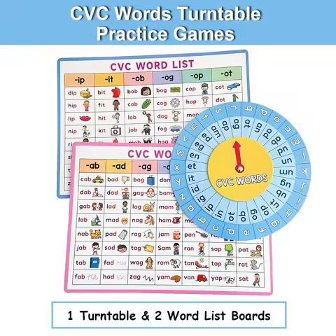 Montessori CVC Word List, CVC Phonics Turntable, Spinner Game, English Teacher Teaching Aids, Spelli