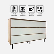 VHIVE Verona 1.6m Sideboard - 160cm Oak White 6 Drawer Double Dresser Chest Storage