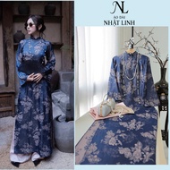 Modernized ao dai, high-quality 2-panel crane brocade ao dai, size 40 - 76kg