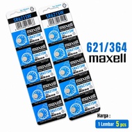 Maxell 621 - 364 Battery Original, SR621SW Original Button Watch Battery 5PCS