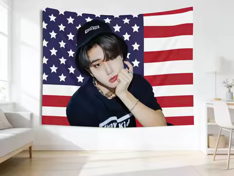 SKZ Han Jisung Tapestry American Flag Background Tapestry Bohemian Style Tapestry Suit Bedroom Dorm 