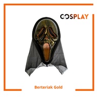 Screaming Mask Cosplay - Gold Horror Mask Halloween Adult Kids Horror Cosplay Full Face