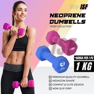 ISF Dumbbell Neoprene Dumbell Barbell Non Slip Mini Dumbbell Gym 1KG 1 KG Dumbbell Dumbbell Dambell 