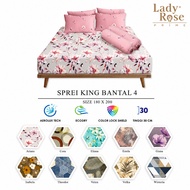 Live - Lady Rose Bed Sheet King Size B4 180x200 Height 30cm 4 Pillows 2 Bolsters Bedsheet