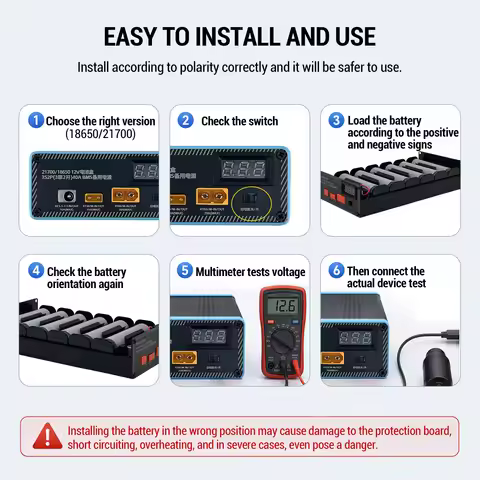 Heltec 12V/24V 40A Battery Box 3S2P/6S1P DIY 18650/21700 Power Bank with BMS Display