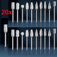 20Pcs  Double-Cut Tungsten Steel Carbide Rotary Burr Die Grinder Shank Tool Bit High Speed Steel Rot