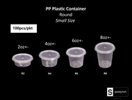Bekas Plastik [100pcs] 2oz 4oz 6oz 8oz - Small Size Round Container with Cover /Microwaveable /  PP 