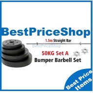 50kg Set A Top Grade Bumper Barbell Dumbbell Weightlifting Bar Gym