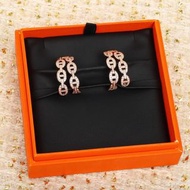 Hermès愛馬仕豬鼻子耳環 V金玫瑰金滿鑽 經典奢華 實拍正品 香港速遞