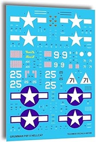 Techmod 48019 1/48 Grumman F6F-5 Hellcat 1944 Fighter Aircraft Wet Decal WWII