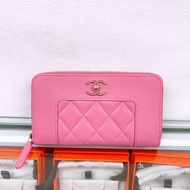 Chanel 粉色拉鏈中夾/皮夾