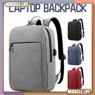 Business Style Laptop Backpack 15inch Multifunctional USB Charging Canvas Bag Handle Men Travel Unisex