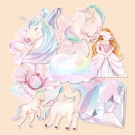 (50 pcs) random stickers / can be cutting/ UNICORN-watercolor random stickers individually