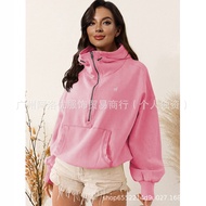 Alo Yoga Suit Hooded Sweatshirt Outdoor Sports Zipper Shirt Drawstring Long-Sleeved Top Coat