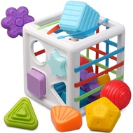 Montessori Toys for 1 Year Old,Baby Sorter Toy Colorful Cube 6 Pcs Multi Sensory