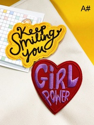 2 Miếng vá thêu tình yêu màu vàng và đỏ Phim hoạt hình Cô gái người Anh dễ thương ủi và may bằng điệ