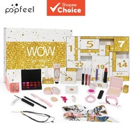 POPFEEL 24 Day Advent Calendar, Full Makeup Kit with Lip Gloss, Foundation, Nail Tools & Jewelry, 24