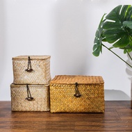 Seagrass Rattan Basket Storage Rattan Storage Box Rattan Woven Storage Basket Storage With Lid Stora