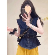 denim jacket woman denim vest woman Denim Vest - Sleeveless Summer Top for Women