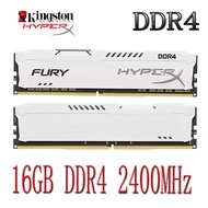 Kingston HyperX Fury DDR4 RAM 16GB DDR4 2400MHz PC4-19200U Desktop Memory Computer RAM White