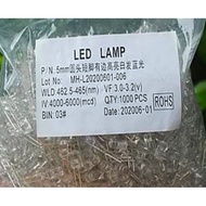 3pcs 5mm led Light White Hair Blue Highlight Round Head With Side Short Feet 3~3.2V