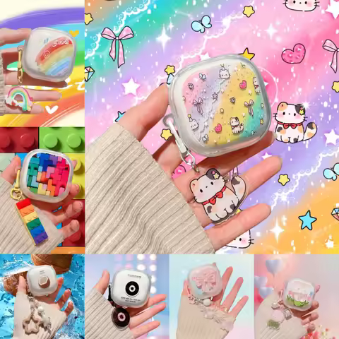 For Samsung Galaxy Buds Live 2 Pro 2 FE Case Lucky Cat Coconut Tulip 3D Dolls TPU Earphone Case Acce