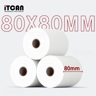 ถูกสุดสุด 80x80 mm 10ม้วน กระดาษความร้อน กระดาษใบเสร็จ Thermal Paper 65gsm Gprinter กระดาษบิล Ocha Sunmi Deliveryfood