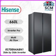 Hisense 660L Inverter Side by Side Refrigerator Fridge RS708N4ABN1