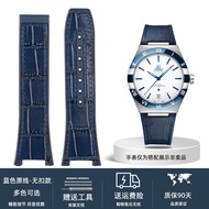 New Substitute Omega Constellation Manhattan Series Strap Silicone Rubber Cowhide Crocodile Pattern Mens Observatory Watch Strap