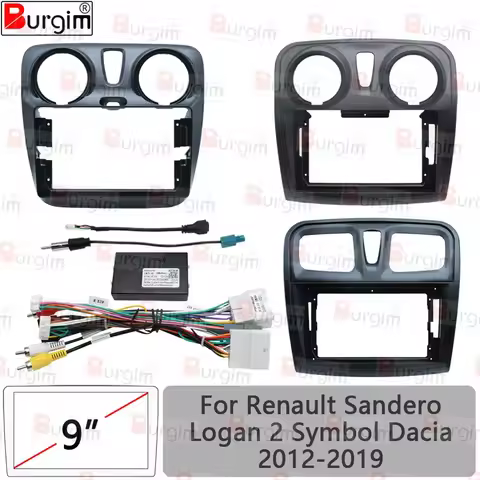 Burgim Car Android Radio Frame For Renault Sandero Logan Symbol Dacia 2012-2019 9 inch Fascia Stereo