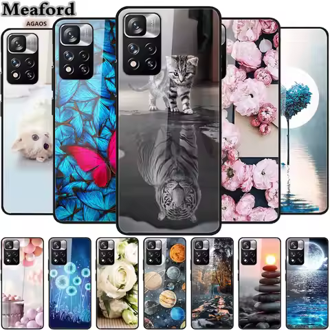 For Xiaomi Redmi Note 11 Pro+ 5G Case Tempered Glass Cases for Xiaomi Redmi Note 11 Pro Plus 5G Flow