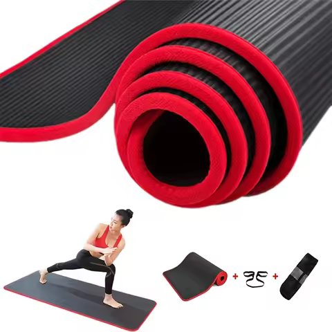 Jusenda 10MM Yoga Mat 183x61cm NBR Fitness Gym Sports Pilates Pads Carpet Edge-covered Tear Resistan