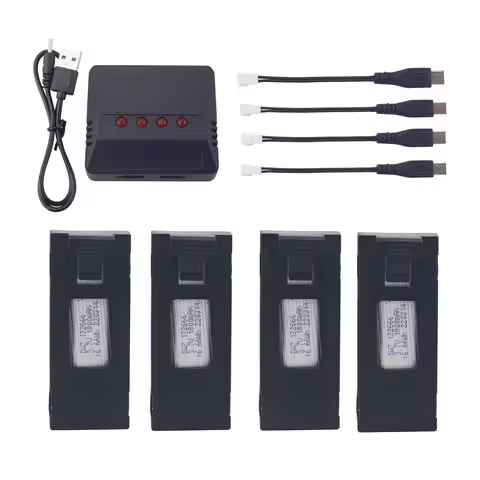 4PCS 3.7V 1800mAh Lithium Battery With 4-in-1 Charger For E88 E88PRO E88MAX E525 E99 E99PRO P1 P5PRO