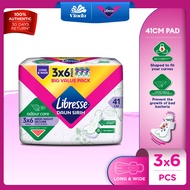 Libresse Daun Sirih Wider Back Night Wings 41cm (3x6s) - Soft Quick Absorption Pad