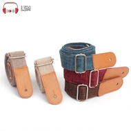 LSM Ukulele Strap Cotton Linen Soft Leather Head Shoulder Strap Length Adjustable Musical Instrument Accessories