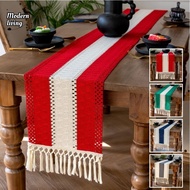 4/6/8 Seater Christmas Red Table Runner Cotton Linen Weaving Table Runner Patchwork Home Festival De